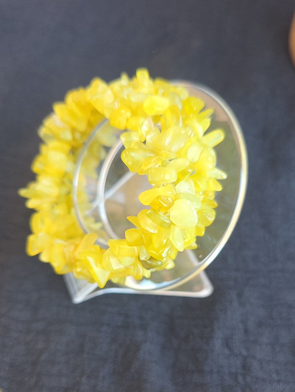 Yellow Stone Chip Bead Bracelet - Handmade